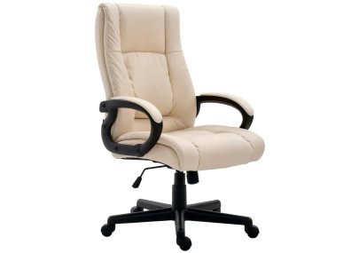 Fauteuil de bureau XL Sparta en similicuir crème