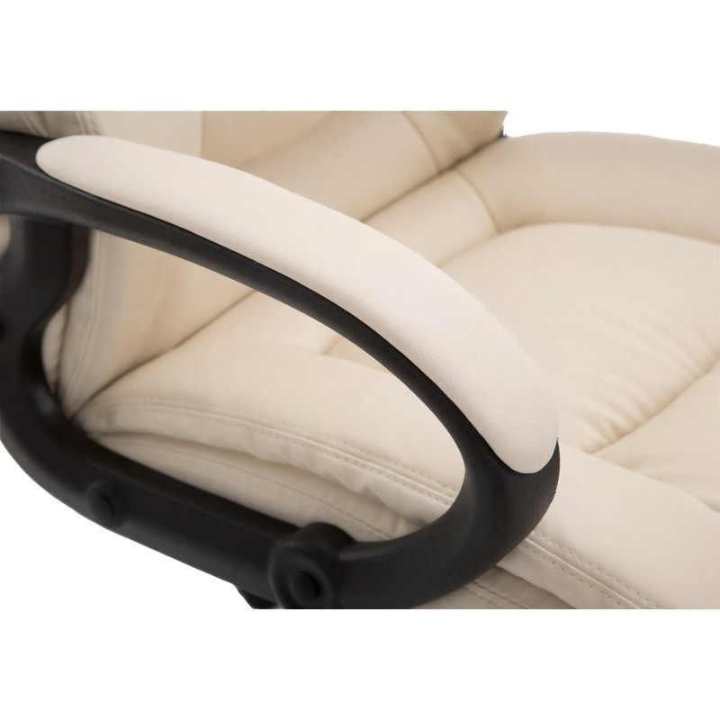 Fauteuil de bureau XL Sparta en similicuir crème