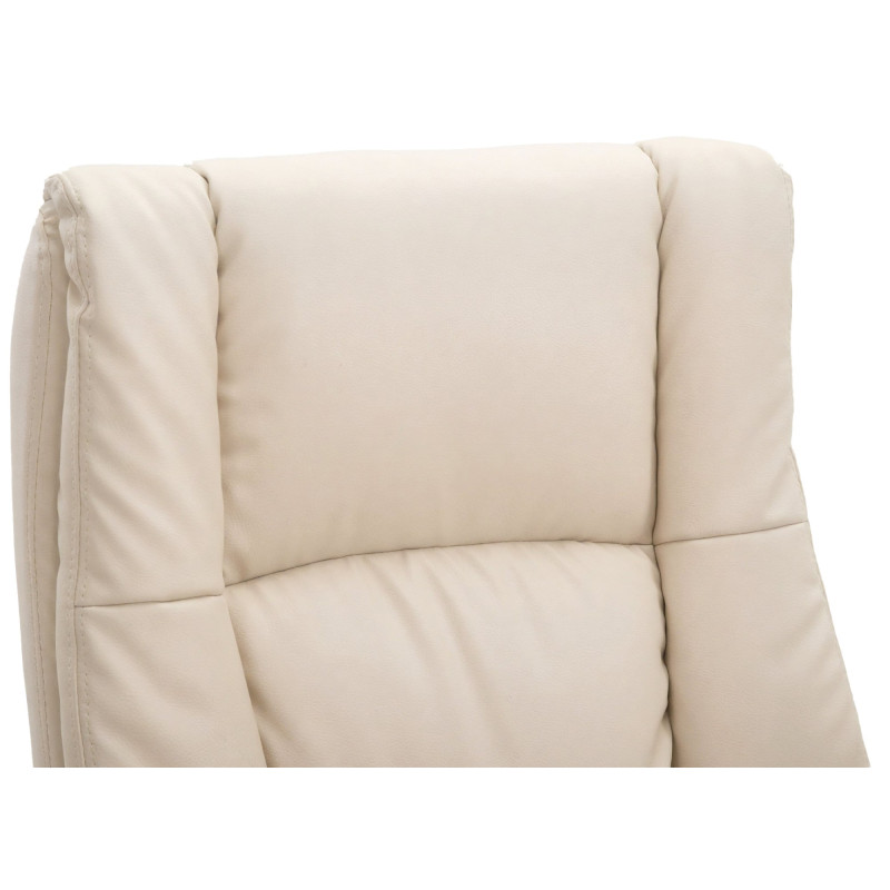 Fauteuil de bureau XL Sparta en similicuir crème