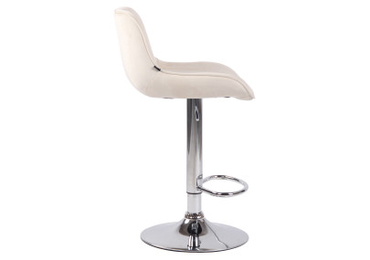 Lot de 2 tabourets de bar Lentini, velours, chrome et crème