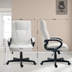 Fauteuil de bureau XL Sparta en similicuir blanc
