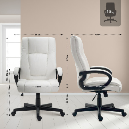 Fauteuil de bureau XL Sparta en similicuir blanc