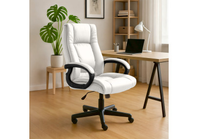 Fauteuil de bureau XL Sparta en similicuir blanc