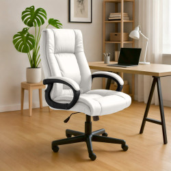 Fauteuil de bureau XL Sparta en similicuir blanc