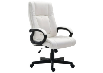 Fauteuil de bureau XL Sparta en similicuir blanc