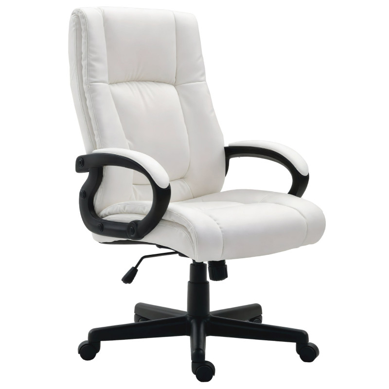 Fauteuil de bureau XL Sparta en similicuir blanc