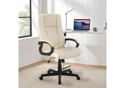 Chaise de bureau XL Sparta en tissu crème