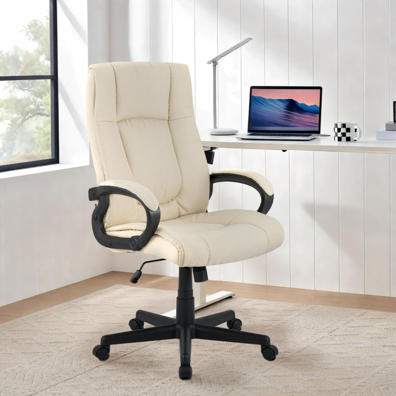 Chaise de bureau XL Sparta en tissu crème