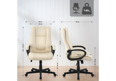 Chaise de bureau XL Sparta en tissu crème