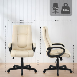 Chaise de bureau XL Sparta en tissu crème