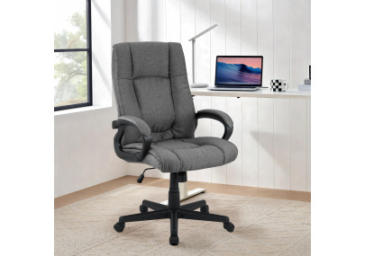Fauteuil de bureau XL Sparta en tissu gris foncé
