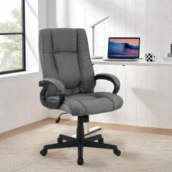 Fauteuil de bureau XL Sparta en tissu gris foncé