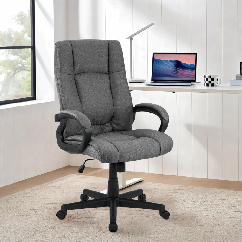 Fauteuil de bureau XL Sparta en tissu gris foncé