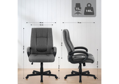 Fauteuil de bureau XL Sparta en tissu gris fonc?