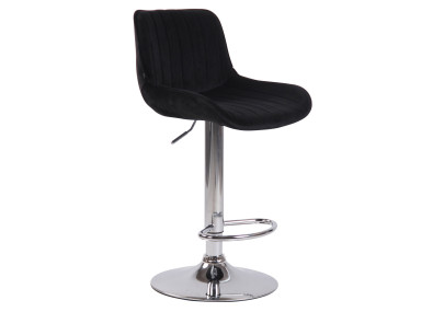 Set de 2 taburetes de bar Lentini en terciopelo Negro,Cromado