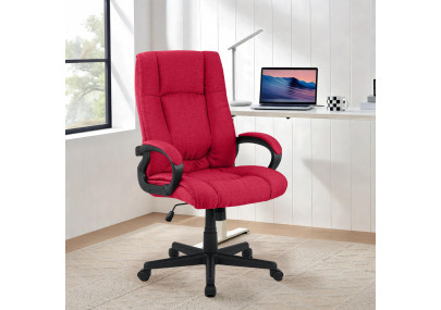 Chaise de bureau XL Sparta en tissu rouge