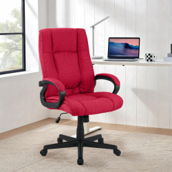 Chaise de bureau XL Sparta en tissu rouge