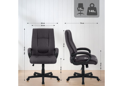 Fauteuil de bureau XL Sparta en tissu noir