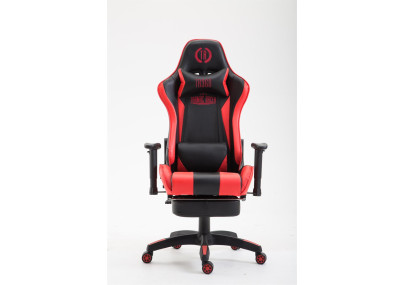 Chaise de bureau Boavista en similicuir avec repose-pieds, noir/rouge