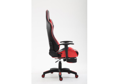 Chaise de bureau Boavista en similicuir avec repose-pieds, noir/rouge