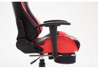 Chaise de bureau Boavista en similicuir avec repose-pieds, noir/rouge