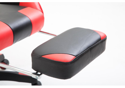 Chaise de bureau Boavista en similicuir avec repose-pieds, noir/rouge