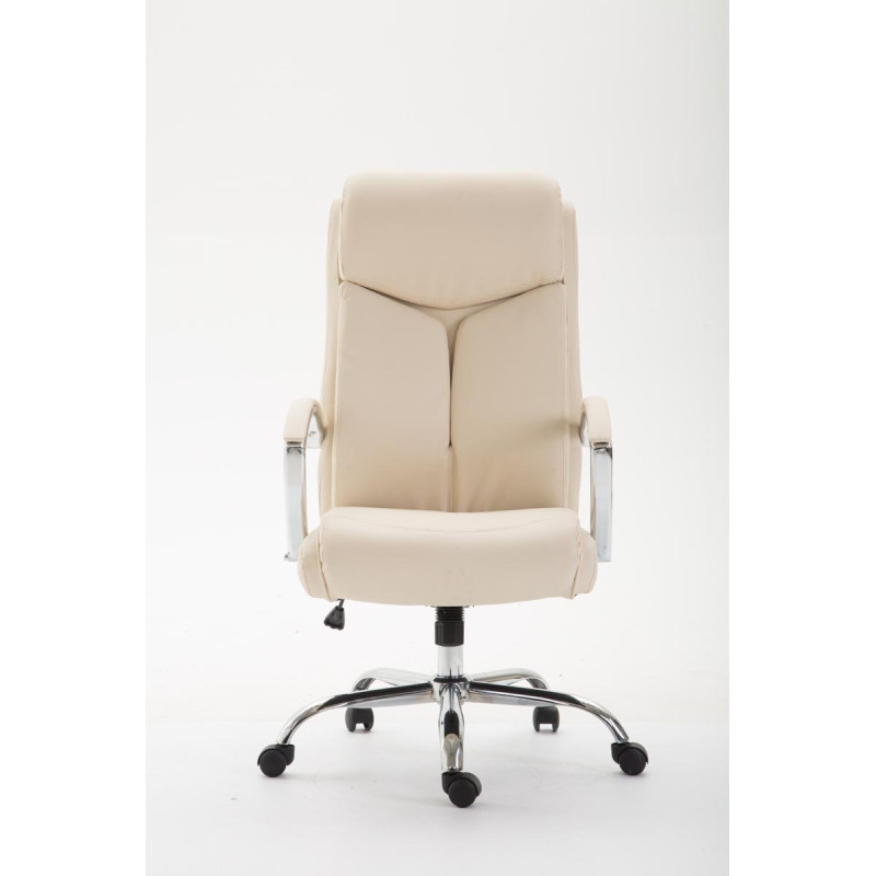 Chaise de bureau Vaud, similicuir, crème