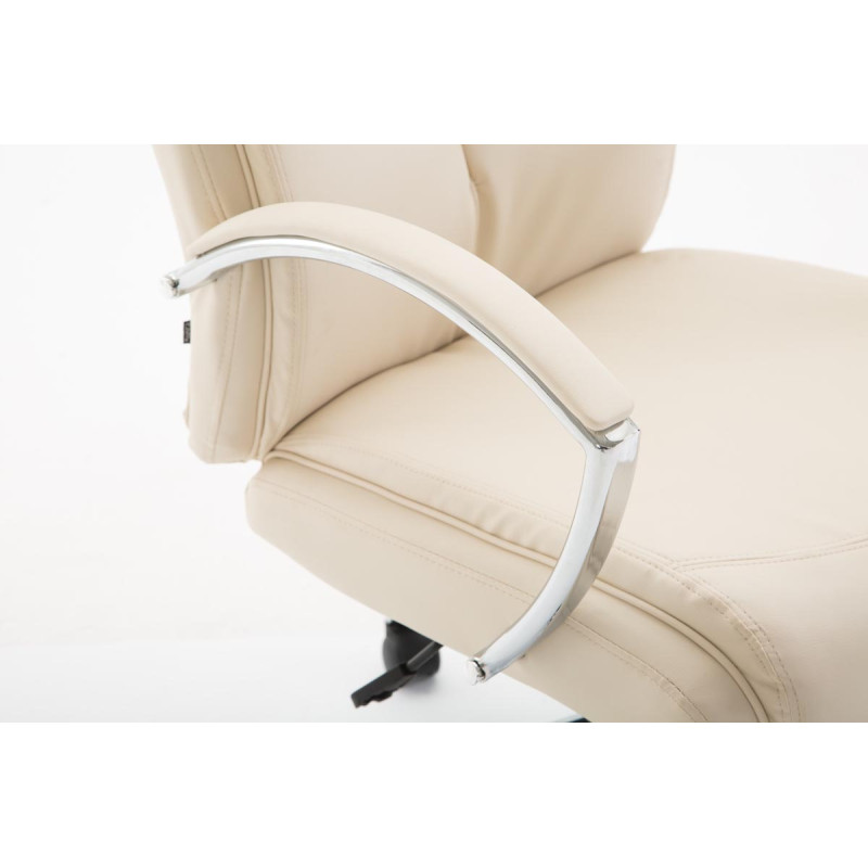 Chaise de bureau Vaud, similicuir, crème