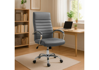 Fauteuil de bureau Valais, similicuir gris