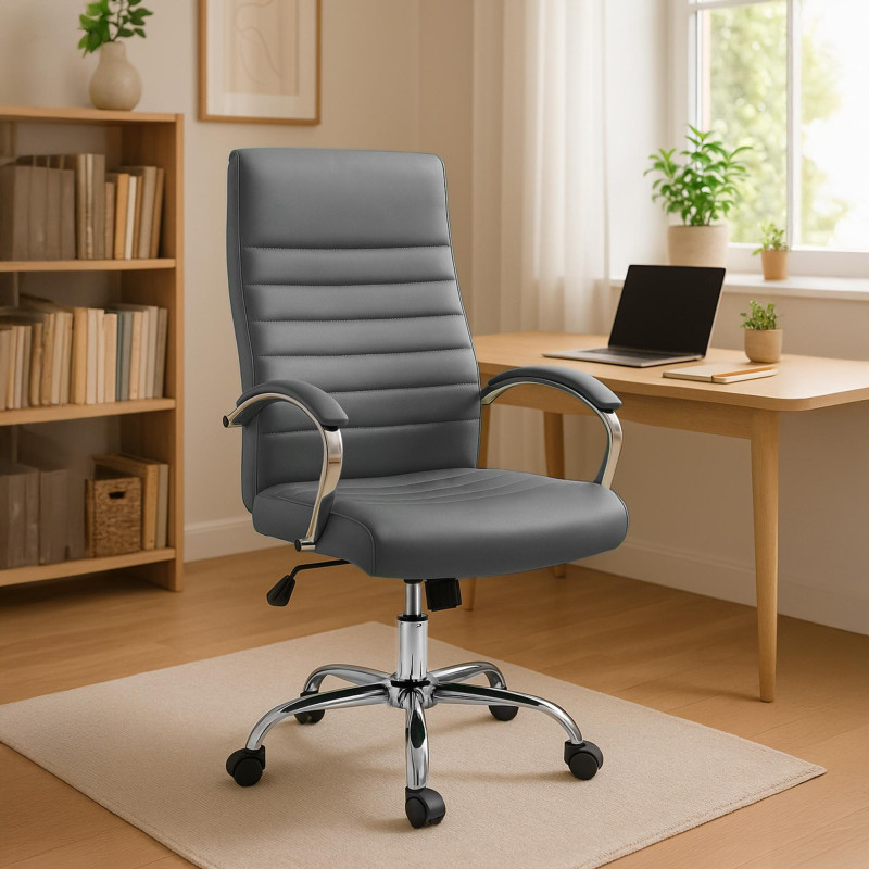 Fauteuil de bureau Valais, similicuir gris