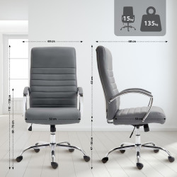 Fauteuil de bureau Valais, similicuir gris