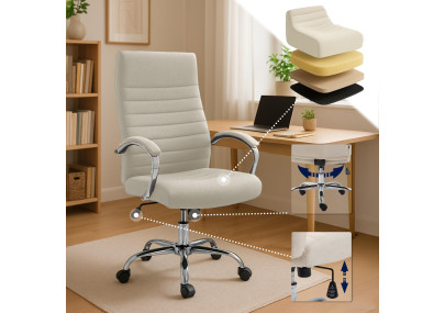 Chaise de bureau Valais, tissu cr?me