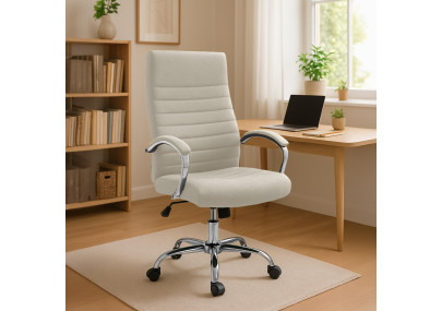 Chaise de bureau Valais, tissu cr?me