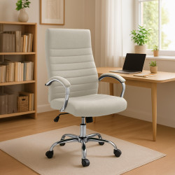 Chaise de bureau Valais, tissu crème