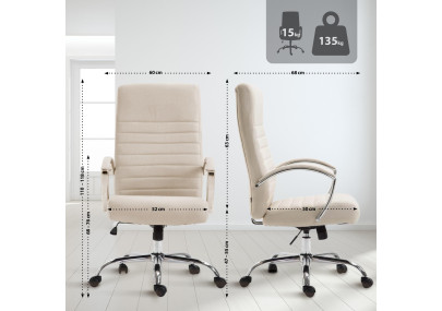 Silla de oficina Valais XL de tela Crema
