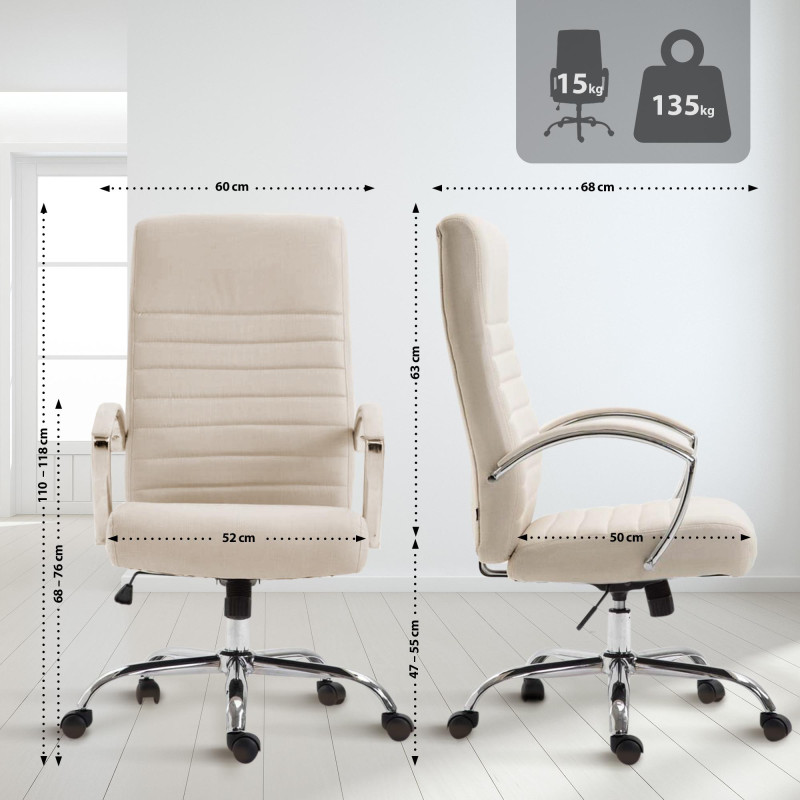 Chaise de bureau Valais, tissu crème