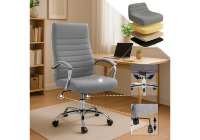 Chaise de bureau Valais, tissu gris