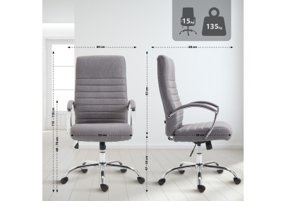 Silla de oficina Valais XL de tela Gris