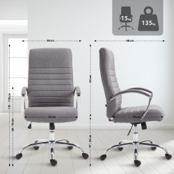 Silla de oficina Valais XL de tela Gris