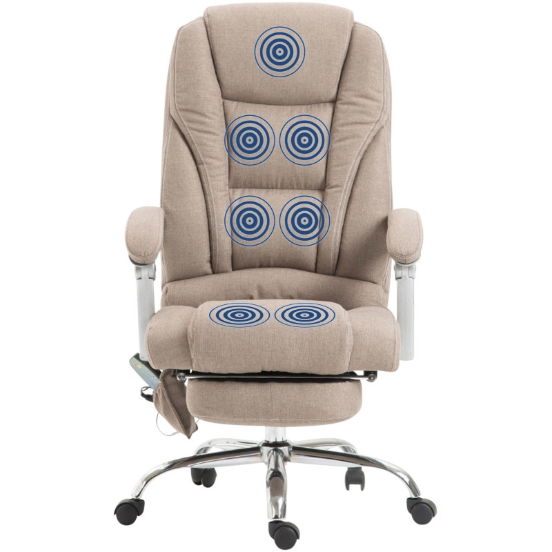 Fauteuil de bureau Pacific en tissu avec fonction massage, taupe