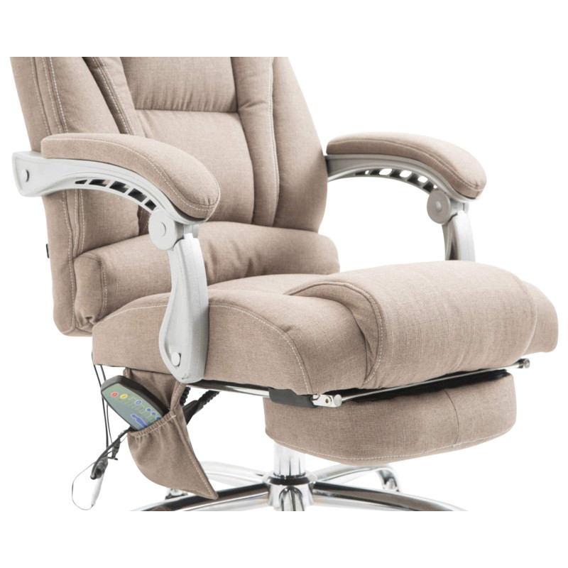Fauteuil de bureau Pacific en tissu avec fonction massage, taupe
