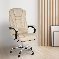 Fauteuil de bureau Oxygen, similicuir, crème
