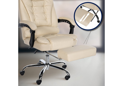 Fauteuil de bureau Oxygen, similicuir, crème