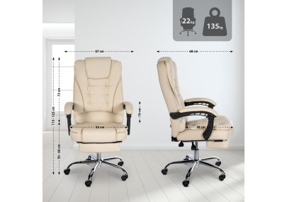 Fauteuil de bureau Oxygen, similicuir, cr?me