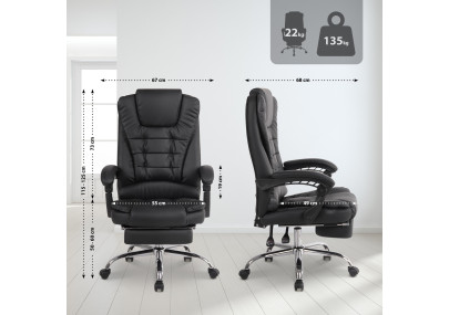 Fauteuil de bureau Oxygen, similicuir noir