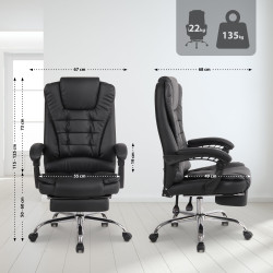 Fauteuil de bureau Oxygen, similicuir noir