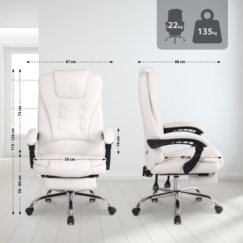 Fauteuil de bureau Oxygen, similicuir blanc