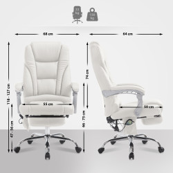 Fauteuil de bureau Pacific V2 blanc avec fonction massage