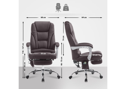 Fauteuil de bureau Pacific V2 marron avec fonction massage