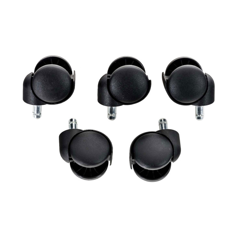 Lot de 5 roulettes de sol en plastique noir